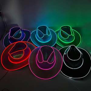 Coloré LED éclairer chapeau adulte <span class=keywords><strong>Cowboy</strong></span> Cowgirl chapeau pour Halloween fête de noël EDC Cosplay Costume chapeaux - Product Image 2