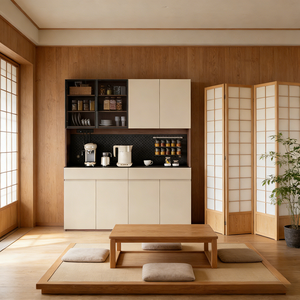 <span class=keywords><strong>Cuisine</strong></span> intégrée au design moderne, armoire modulaire combinée, aménagement en L, porte en verre, meubles de rangement et de cuisson - Product Image 4