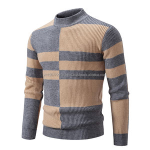 Suéter de Punto con Cuello Alto para Hombre, Estilo Coreano, Color Block, Moda Juvenil, Informal, Invierno 2026 - Product Image 2