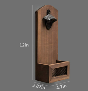 Apribottiglie <span class=keywords><strong>a</strong></span> parete in <span class=keywords><strong>legno</strong></span> con tappo Catcher stile Vintage regali per gli uomini amanti della birra Gadget da cucina - Product Image 6