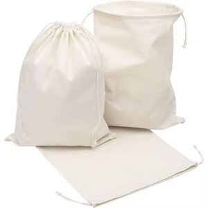 Bolsa Ecológica de Muselina de Algodón Orgánico con Cordón, Pequeña, Blanca, con Logotipo Personalizado, para Compras y Protección Contra el Polvo - Product Image 1