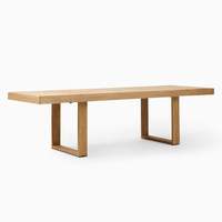 Table extensible minimaliste en chêne pour l'extérieur, structure en bois, mobilier de jardin et de terrasse