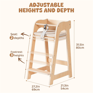 Chaises hautes en bois réglables en hauteur, tabourets de toilette pour bébés, pour la crèche, la salle à manger, l'étude, le restaurant - Product Image 3