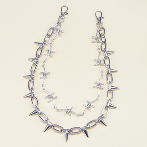 โซ่คาดเอวโลหะสองชั้นสไตล์พังก์พร้อมดีไซน์หมุดแหลมสำหรับสวมใส่ลำลองแนวสตรีท - Product Image 2