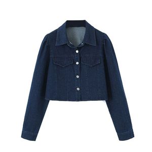 Veste en jean pour femme grande taille Happy Hut, manches bouffantes, col à revers, style tissé, printemps 2023, origine Suzhou - Product Image 4