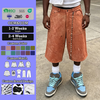 Shorts de travail cargo en daim délavé à l'acide, taille haute, double genouillère, pour hommes, fabriqués sur mesure par YSJY