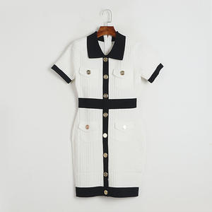 Nouvelle Robe d'été 2026 pour Femme, Texturée, à Manches Courtes, Col Rabattu, Tricotée, Coupe Moulante - Product Image 4