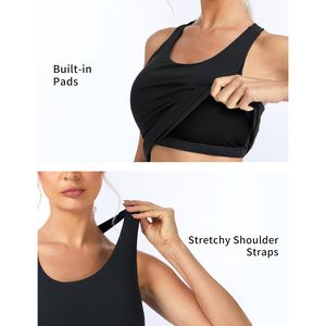 เสื้อชั้นในกีฬาโยคะแบบยาวสำหรับผู้หญิง ทรง Racerback กระชับรูปร่าง ไม่มีแขน บราในตัวเสริมฟองน้ำ เหมาะสำหรับออกกำลังกาย - Product Image 6
