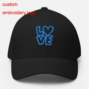 Custom 6 Panel Healthy Sports Baseball Fitted Cap Flex Fit Baseball Caps With Custom Embroidery Logo