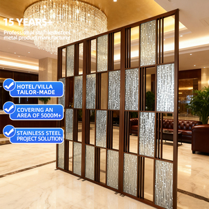 Panel Metálico Decorativo <span class=keywords><strong>para</strong></span> Interiores <span class=keywords><strong>de</strong></span> Restaurantes y Villas, Biombo Separador <span class=keywords><strong>de</strong></span> Ambientes Residenciales, Pantalla <span class=keywords><strong>de</strong></span> Vidrio Antiguo Personalizada - Product Image 2