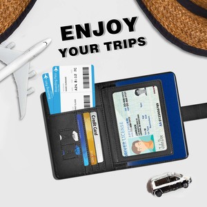 Funda para pasaporte de cuero con logotipo en <span class=keywords><strong>U</strong></span> personalizado, Cartera de viaje superventas con ranura para tarjetas, porta pasaporte con bloqueo RFID - Product Image 3