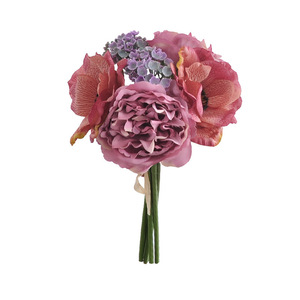 Bouquet de mariage artificiel en pivoines et anémones en soie, fleurs blanches, violettes, rouges, vertes, bleues, arrangement floral DIY - Product Image 5