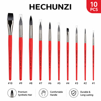 Pinceles de Artista Profesionales con Logotipo Personalizado, 10 Piezas, Ecológicos, de Nailon y Madera, Redondos y Planos, para Acuarela