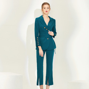 Fancy Design Damen Mantel Anzug <span class=keywords><strong>Blazer</strong></span> Hosen Frauen 2 Stück Damen Anzug - Product Image 5