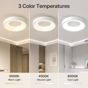 Lámpara de techo LED redonda moderna, regulable con control remoto, superficie de acrílico y hierro, para dormitorio, sala de estar, 52W, tricolor. - Product Image 3