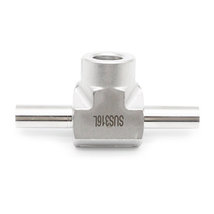 อะแดปเตอร์เชื่อมต่อท่อรูปตัวที สแตนเลส 316L เกลียวใน NPT 1/4 สำหรับเกจวัดแรงดันแก๊ส - Product Image 4