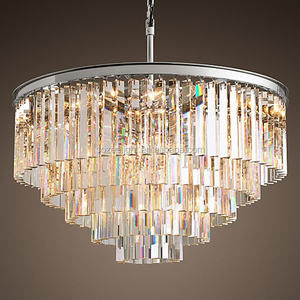 Lustres en cristal à franges en verre transparent Odeon des années 1920, luminaire d'éclairage, décoration d'intérieur, lustre en cristal, lampes vintage CZ2528C/33 - Product Image 3
