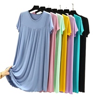 Chemises de nuit pour femmes, couleur unie, grande taille, pyjamas d'été, chemises de nuit à manches courtes, vêtements de nuit décontractés, charmants et confortables