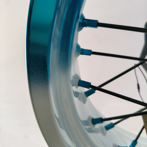 Jeu de roues 17 pouces pour GAS GAS EC <span class=keywords><strong>2022</strong></span> Jantes bicolores bleues et blanches Supermoto Motard Spoke Wheels - Product Image 5