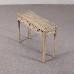 Table console <span class=keywords><strong>en</strong></span> <span class=keywords><strong>bois</strong></span> massif à trois tiroirs avec design traditionnel, construction durable et respectueuse de l'environnement - Table d'appoint multifonctionnelle - Product Image 3