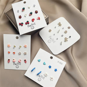 Pendientes de estilo coreano para mujer, joyería de cerámica con forma de corazón y cerezas - Product Image 2