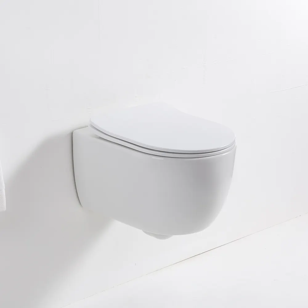 衛生陶器ワンピースセラミックトイレトイレトイレ水クローゼット壁掛けバスルームトイレリムレス便器貯水槽付き