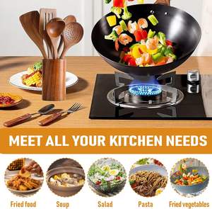 Juego de 10 utensilios de cocina de madera, espátula, cuchara, tenedor, resistentes al calor, accesorios de cocina, kit de utensilios de cocina - Product Image 4