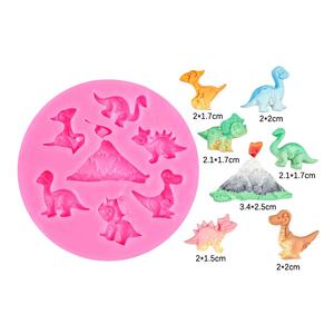 <span class=keywords><strong>Molde</strong></span> de Silicona para Decoración de Pasteles y Fondant, Forma Redonda 3D, 7 Variantes de Animales, Dinosaurios, Volcán, Gráficos, DIY - Product Image 2