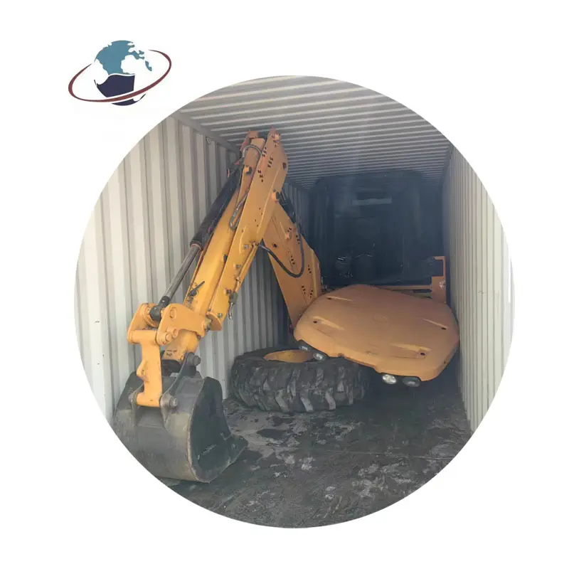 UK made original JCB 3CX tlb loader retroescavador loading, 3CX retro loader loading by container