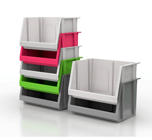 Heavy-duty Stackable and Nestable Accessory Plastic Storage Bin