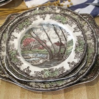 Juego de Vajilla de Porcelana Esmaltada Pintada a Mano, Minimalista, Ecológica, de Alta Calidad, Apta para Contacto con Alimentos, Estilo Jazz, Venta al Por Mayor