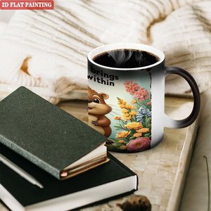 Mug à boisson simple et décontracté pour bureau, noir givré, 11 oz, en céramique, tasse magique changeante de couleur - Product Image 3