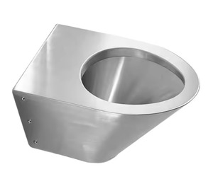 Inodoro de Acero Inoxidable de Pared, Diseño Ovalado Industrial, Tanque Oculto, Accesorio de Baño - Product Image 2