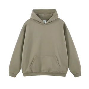Vêtements pour hommes : Sweats à capuche unis et survêtements en coton épais 100% avec impression en relief, style streetwear - Product Image 1