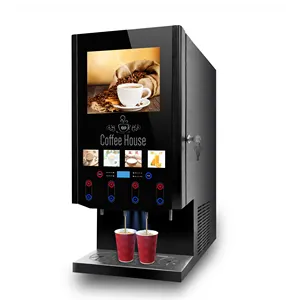 40SCW-10L 4 hot 4 cold coffee vending machine fully automatic instant coffee machine with Multi media player installed