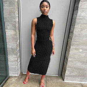 Abiti estivi di nuova moda solidi abiti Slim Fit abiti senza maniche con <span class=keywords><strong>lacci</strong></span> <span class=keywords><strong>laterali</strong></span> vuoti - Product Image 3