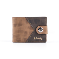 Dompet tangan pendek kontras warna perca Retro pria baru dompet saku koin kapasitas besar pria PU