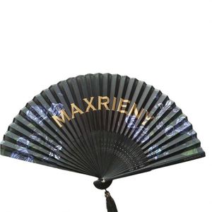 Abanico de Papel de Bambú Blanco de 21 cm Pintado a Mano con Borla para Recuerdos de Boda y Promociones - Product Image 5