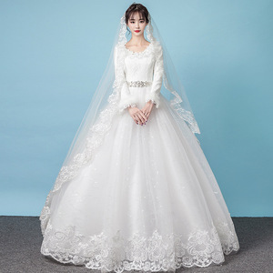 Abito da <span class=keywords><strong>sposa</strong></span> nuova foresta inverno <span class=keywords><strong>sposa</strong></span> calda bianca a maniche lunghe ispessita francese Super fata - Product Image 1
