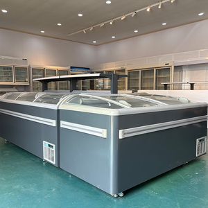 Congélateur commercial de supermarché grande capacité avec couvercle incurvé, vitre coulissante, éclairage LED et dégivrage automatique, réfrigérateur combiné en îlot - Product Image 3