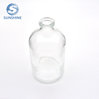 Flacon en verre moulé transparent de 100 ml, verre de type I pour l'emballage pharmaceutique, l'infusion et l'injection, vente en gros