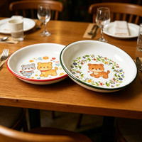 Assiette creuse en porcelaine émaillée pour enfants, taille mini 7 pouces, blanche, avec logo personnalisé, décorative, pour restaurant, cuisine, table, pour enfants