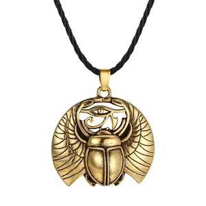 Duivel Ogen Scarabs Vintage Antieke Zilveren Mannen Sieraden Nordic Slavische Raven Rune Noord Piraat Viking Mestkever Hanger Kettingen