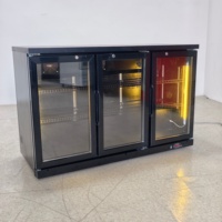 Mini-réfrigérateur de bar à trois portes à refroidissement direct, vitrine de boissons sous comptoir, réfrigérateur de sol mécanique en verre pour la vente en gros