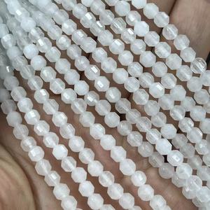 <strong>White</strong> <strong>Jade</strong> Natural <strong>Stone</strong> 4MM Lantern Shape Diamond Cutting <strong>Stone</strong> Gemstone Loose Beads for Jewelry Crafting Aprrox:380mm - Product Image 1