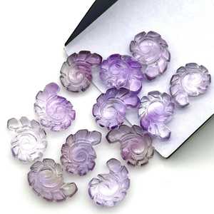 Cuentas de concha tallada de amatista, piedra preciosa tallada a mano en forma de concha de caracol, encanto de concha marina - Product Image 2