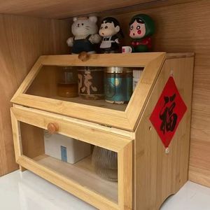 กล่องใส่ขนมปังไม้ไผ่สองชั้นแบบเปิดฝาบน ยี่ห้อ Golden Pig Crafts สำหรับจัดเก็บบนเคาน์เตอร์ครัว - Product Image 3