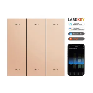 Tuya Larkkey smart 3 gang uk eu standard switch bluetooth smart touch wall light switch