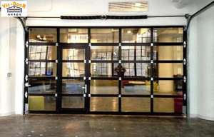 <span class=keywords><strong>Porte</strong></span> de <span class=keywords><strong>garage</strong></span> sectionnelle en verre moderne en alliage d'aluminium 2025, 16x7, pliable, <span class=keywords><strong>porte</strong></span> piétonne aérienne pour petites entrées - Product Image 2