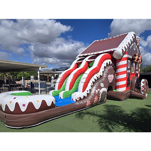 Gran Oferta: Castillo Hinchable de Jengibre para Navidad, Castillo Hinchable de PVC con Tobogán Combinado Temática Tierra de Dulces, con Soplador de Aire - Product Image 4